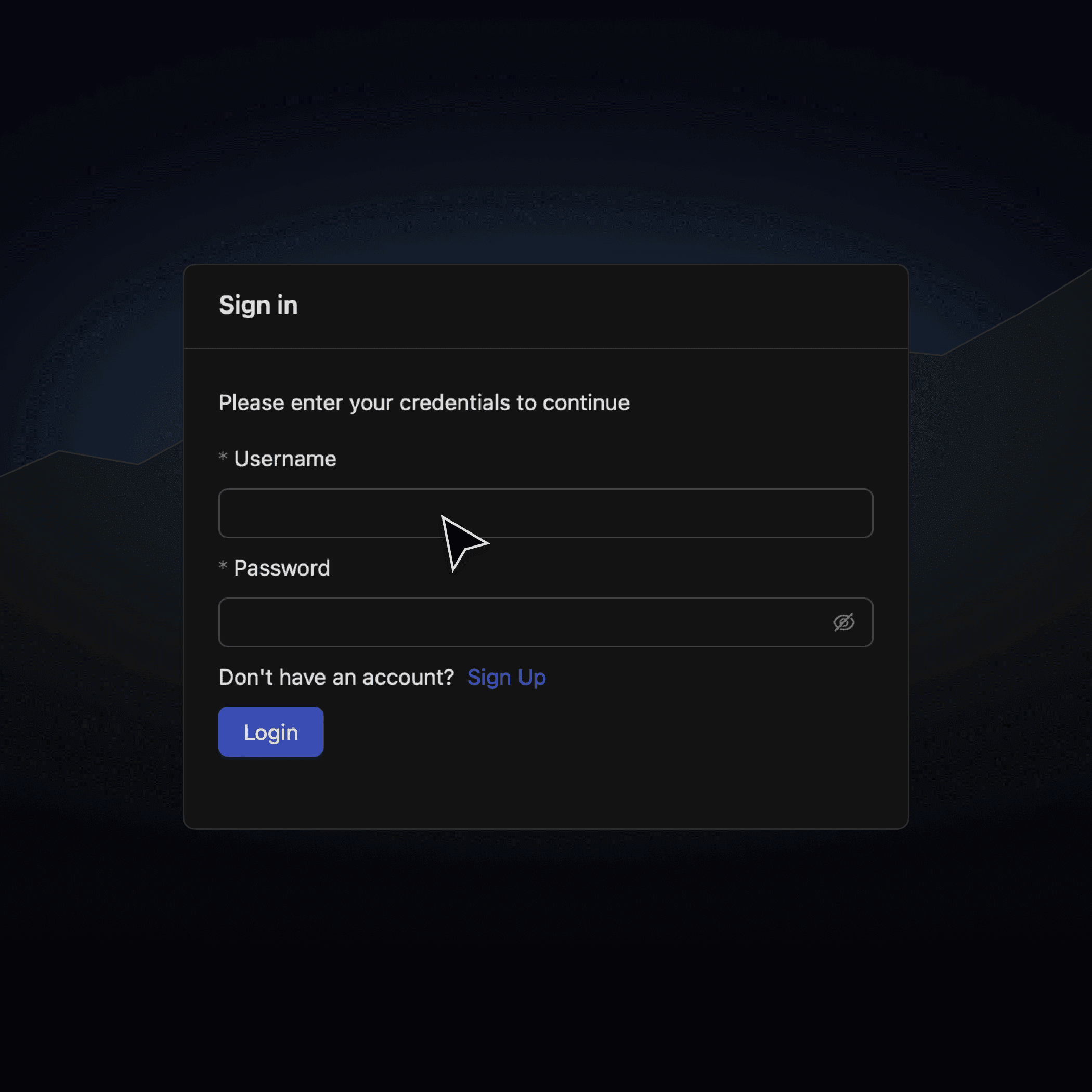 Sign up in the terminal